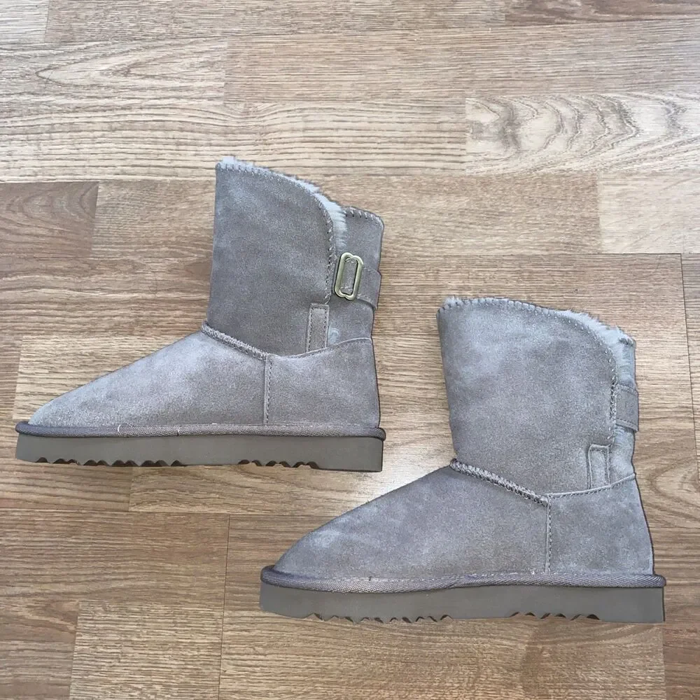 Style & Co Teenyy Suede Winter Booties Mushroom Faux Fur Lined Boots Size 5 NEW